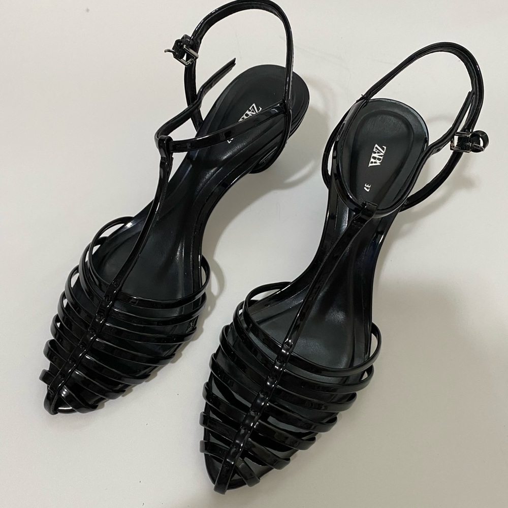 Zara Black Strappy Sandals